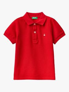 Детская хлопковая поло с коротким рукавом Benetton, Dark Red