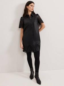 Платье из искусственной кожи с ажурной отделкой Phase Eight, черный