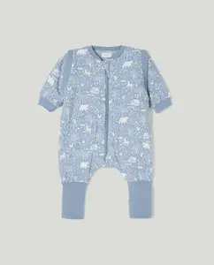 Длинный стеганый комбинезон-одеяло с изображением животных с фермы для малышей Cotton Juice, синий