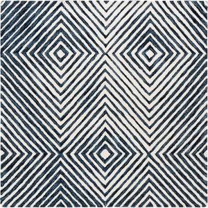 Ковер SAFAVIEH, 183 x 183 см, коллекции Ebony — Navy & Ivory, ручной работы из шерсти, идеально для гостиной, спальни, столовой (EBN150N-6SQ)