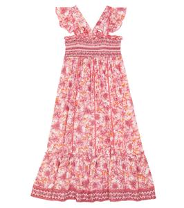 Платье Синди с цветочным принтом и сборками Poupette St Barth Kids, Pink Dalia