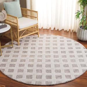 Ковер SAFAVIEH, 183 x 183 см, коллекции Ebony - Grey & Ivory, ручная работа из шерсти, идеально для гостиной, столовой, спальни (EBN119F)