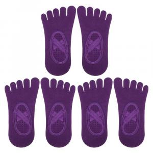 3 пары носков для йоги. Носки с пятью пальцами. Балетные носки с ручками для женщин. Светло-фиолетовые. Unique Bargains, цвет Dark Purple