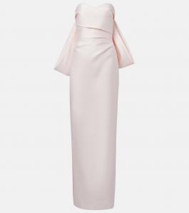 Атласное платье с бантом Monique Lhuillier, розовый