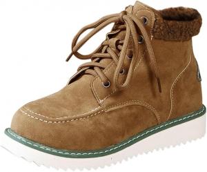 Женские весенне-осенне-зимние ботинки больших размеров в европейском и американском стиле с манжетами, на низком каблуке, размер 12 Generic, Brown