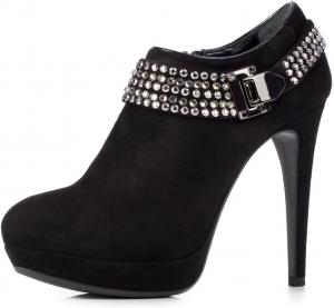 Женские стильные ботильоны на платформе YDN с круглым закрытым носком, молниями, стразами, шпилькой, высоким каблуком, для выпускного и повседневной носки, размеры 4-15 US, Black