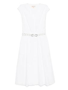 Платье миди из эластичного поплина с поясом Michael Michael Kors, белый