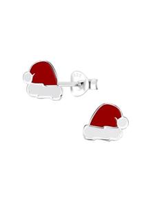 Alexander York Детские рождественские серьги-гвоздики в виде шляпок из серебра 925 пробы, набор из 2 штук