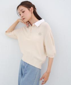 трикотажное поло с двойным воротником