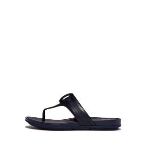 FitFlop Gracie FS9-399 Thong Sandals Women Navy Rubber-Circlet Leather Toe-Post