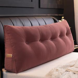 Однотонная треугольная подушка для изголовья кровати, подушка для чтения, поддержка спины, поясничная подушка для дома, общежития, дивана-кровати со съемным чехлом (цвет: "фасоль", размер: 80 см/31,5 дюйма) COZMAX, Bean