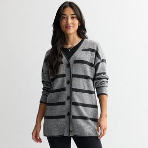Женский полосатый кардиган-туника Sonoma Goods For Life, Gray Black Stripe