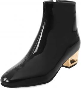 Женские модные водонепроницаемые ботильоны MIOKE с низким каблуком, молнией и эластичной вставкой, короткие стильные ботинки, Black-Velvet Lined