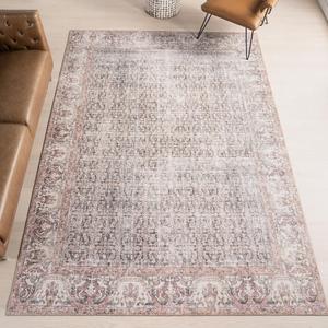 nuLOOM Hillstone Collection ковер, 153 x 244 см, традиционный винтажный медальон с эффектом потертости, плотный и мягкий, прочный поли/джут с низким ворсом без линьки, легко чистится, для гостиной, спальни