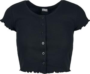 Футболка Urban Classics Ladies Cropped Button Up Rib Tee, черный