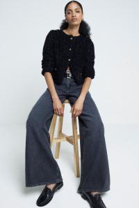 Джинсы палаццо средней посадки из 100% хлопка River Island, черный