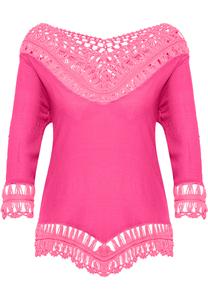 Туника IZIA Mit Häkelpart, розовый