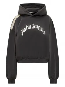 Толстовка с капюшоном и принтом логотипа в полоску PALM ANGELS, черный
