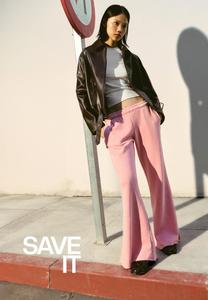 Брюки Bershka PLUSH FRAYED HEM FLARE , Light Pink