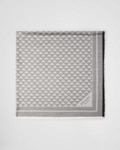 Шерстяной и шелковый платок Prada, серый