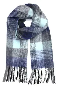 COLLEZIONE ALESSANDRO модный шарф "Beth" в клетку с бахромой, синий