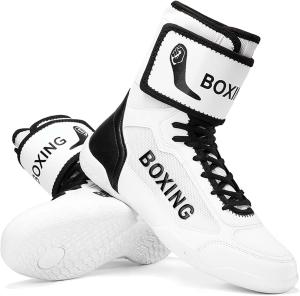 Профессиональные боксерские ботинки для мужчин и женщин, для соревнований, тренировок, борьбы, легкие, нескользящие, высокие, спортивные, фитнес-ботинки, обувь для тяжелой атлетики и тхэквондо Generic, белый