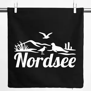 Наволочка Huuraa с мотивом пляжа Северного моря, подарочная, 40x40 см, черный хлопок, подарок Северному морю Hellweg Druckerei