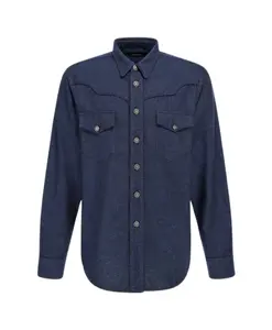 Темно-Синяя джинсовая рубашка, произведено в Италии. Roberto Cavalli, синий