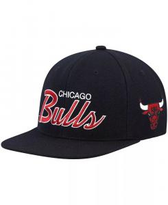 Мужская черная бейсболка Chicago Bulls Hardwood Classics Script 2.0 Snapback Mitchell & Ness