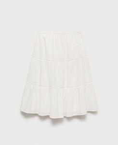 Женская расклешенная юбка миди MANGO, White