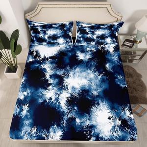 Erosebridal Комплект постельного белья Navy Tie Dye с синим мраморным принтом в технике тай-дай, абстрактный водяной рисунок, мягкий и прочный материал, Multi 108
