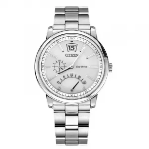 CITIZEN Часы Ecology Drive Collection Solar Movement Stainless Steel Strap Watch 38MM Men's Watch White Dial, White