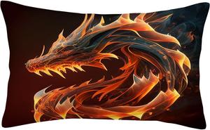 Generic Декоративная подушка с принтом "красный дракон в огне" Red and Black 1