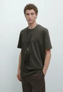 Базовая футболка с коротким рукавом и круглым вырезом Massimo Dutti, Khaki