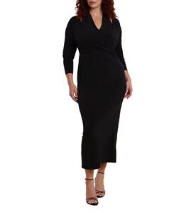 Женское длинное платье больших размеров с бретелькой через шею ELOQUII, Black onyx