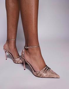 Туфли на высоком каблуке с пряжкой от ASOS DESIGN Playdate из розового денима