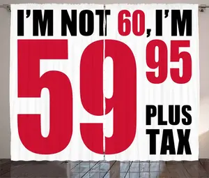 Штора в деревенском стиле от ABAKUHAUS с забавными надписями на день рождения, присборенная штора из тесьмы для спальни с петлями и крючками, 280 x 245 см, красно-черная Abakuhaus