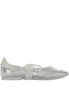 Кожаные балетки на шнуровке Patrizia Pepe, серебяный
