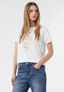 Футболка comma Print T-shirt, Weiß/White