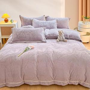 YUSIWOAL Комплект постельного белья плюшевый с пододеяльником, простыней и наволочками