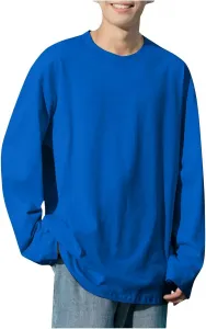 Мужская футболка Casual Long Sleeve Crewneck Basic Solid Cotton Big and Tall