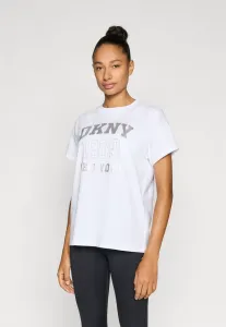 Футболка-Леггинсы с коротким рукавом и приспущенными плечами с логотипом rhinestud. Dkny, White