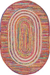 Ковер ручной работы SAFAVIEH, 153 x 214 см,  Braided Collection овальный розовый / красный BRD263U бохо реверсивный хлопок и джут