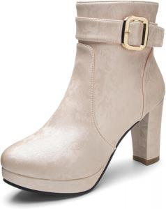 Женские ботильоны DEERBUNNY на платформе с высоким широким каблуком, боковой молнией и ремешком с пряжкой, осенние ботинки на каблуке, Pink