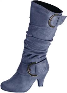 Сапоги до середины икры для женщин, модные, с массивным каблуком, на зимнюю носку, с круглым носком, осенние, боевые, ковбойские, высокие, для платьев Generic, Brown