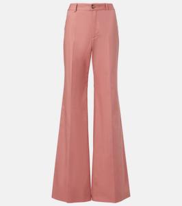 Высокие плиссированные расклешенные брюки из хлопка Chloé, Wild Pink