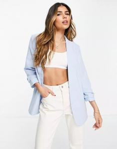 Голубой блейзер Pieces с присборенными рукавами