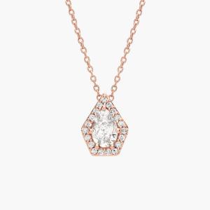 Подвеска с бриллиантами грушевидной огранки Five Edge Halo из розового золота 14 карат (2/5 карата). Blue Nile