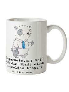 Кружка мэра-супергероя с надписью на белом фоне Mr. & Mrs. Panda