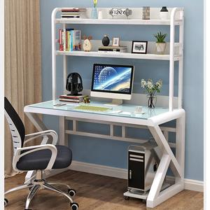 Компьютерный стол Xinmeikai с полкой, 120x60x75 см, белая рама + белое стекло